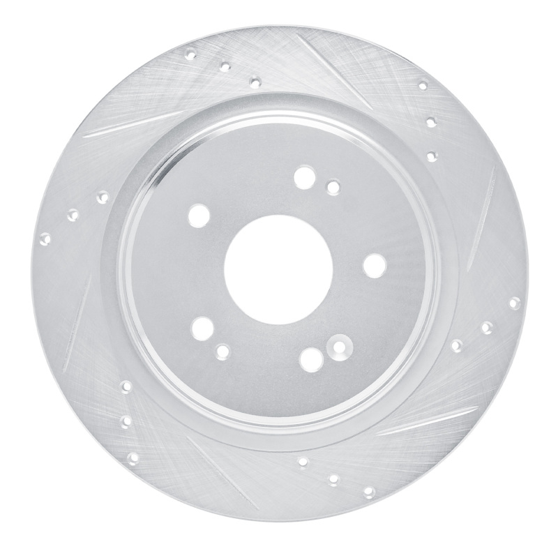 Acura ADX Brake Rotor (1) - Rear Right - R1 Concepts - Drilled & Slotted - Silver - `15-`25